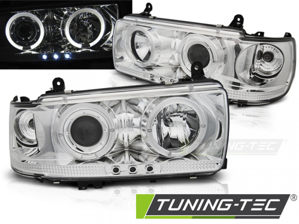 Upgrade Angel Eyes Scheinwerfer für Toyota Land Cruiser FJ80 90-97 chrom